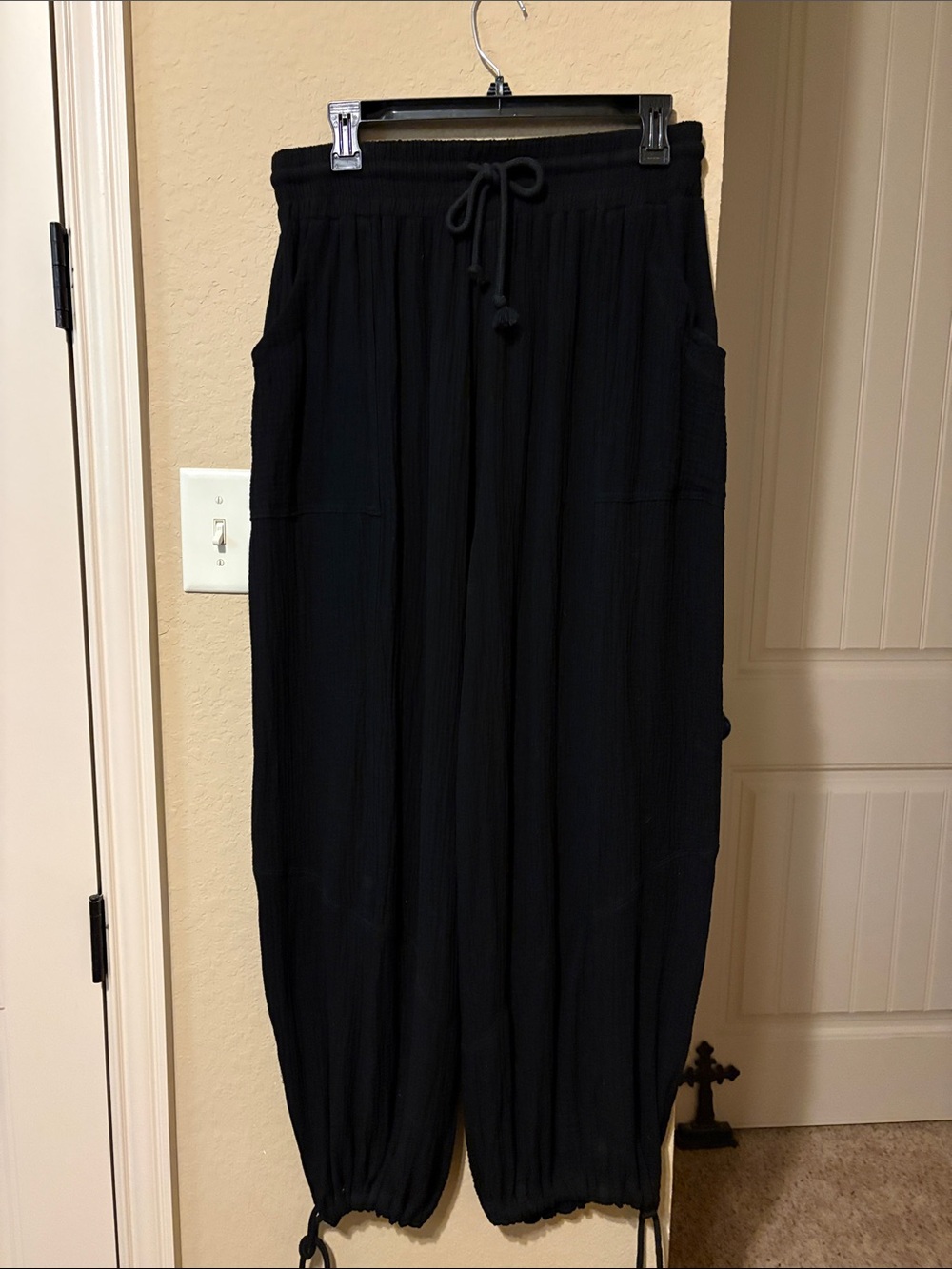 Black Drawstring Harem Pants